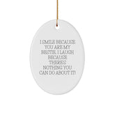 Funny Bestie Gifts from Friends, Oval Ornament for Bestie Women, Christmas Unique Bestie Presents - Image 1